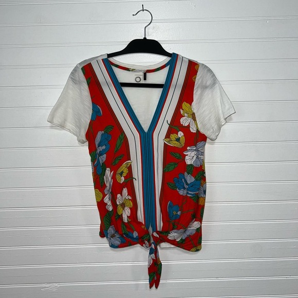 Akemi + Kin Anthropologie Size Small Boho Indie Floral Cottage Artsy Earth Shirt - Picture 1 of 12